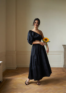 LAASSO - Lorie Dress in Black Cotton