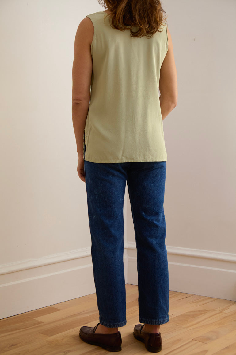 Sage Silk Sleeveless Top