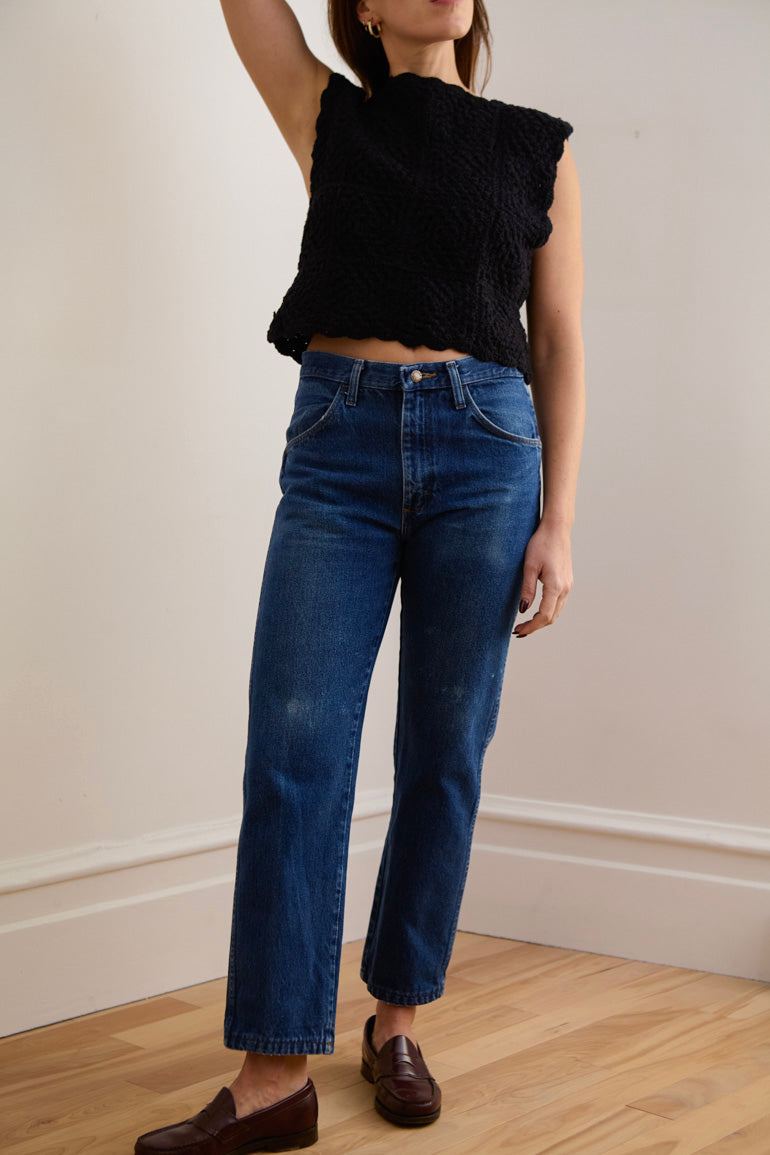 Handmade Black Crochet Knit Top