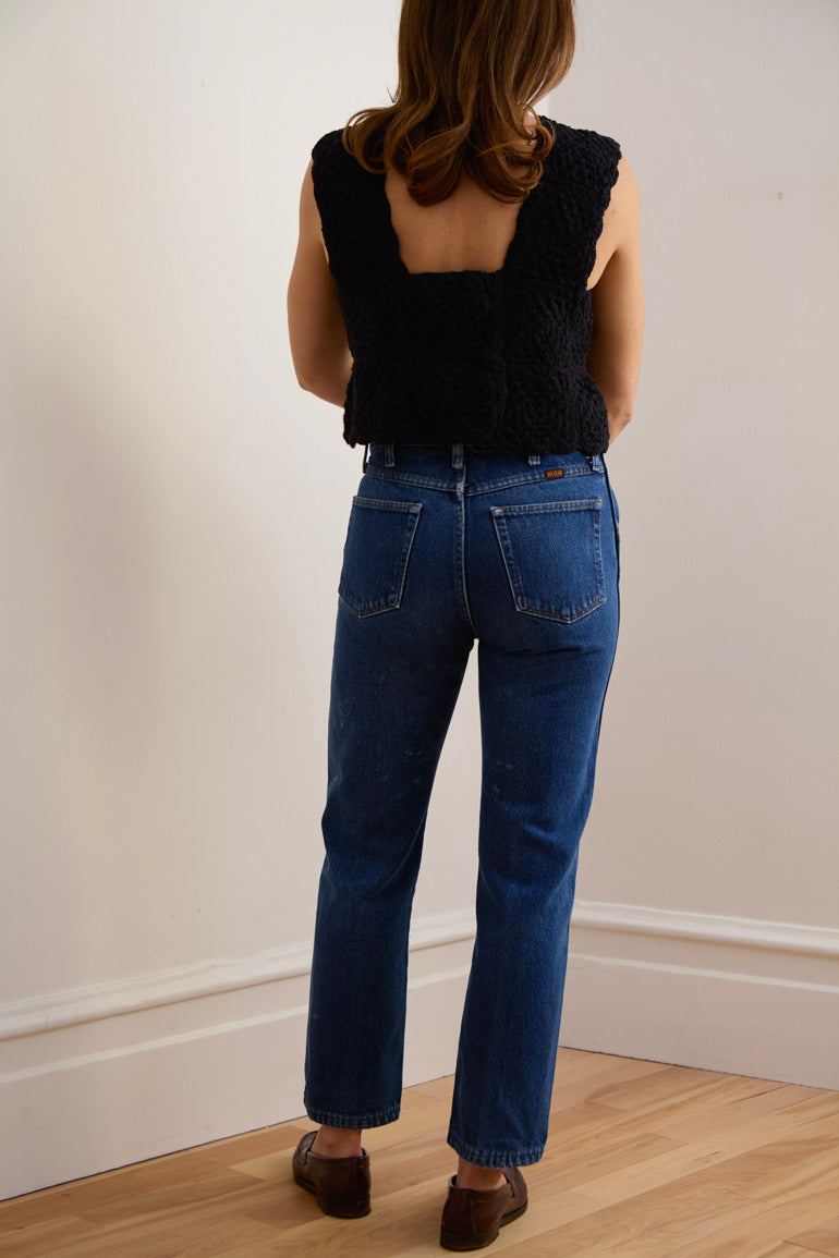 Handmade Black Crochet Knit Top