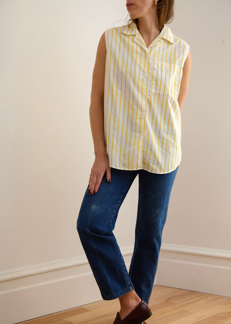 Vintage Sleeveless Collared Shirt