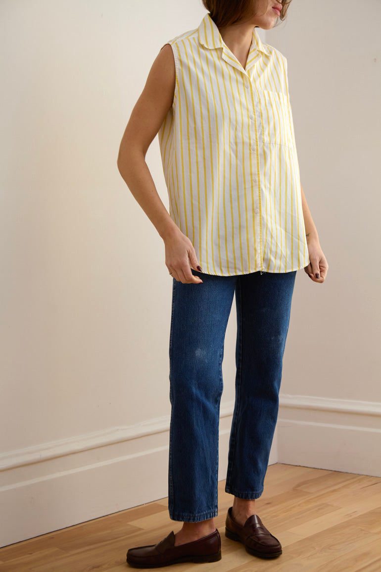Vintage Sleeveless Collared Shirt