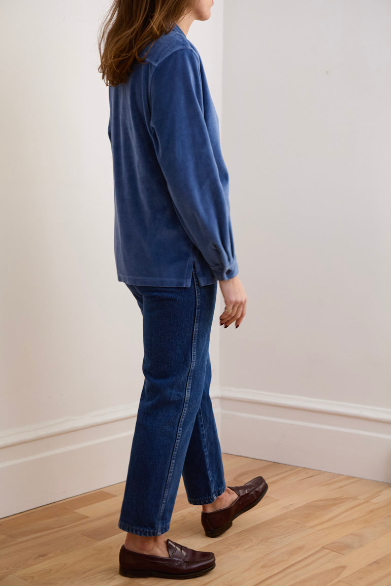 Blue Crushed Velvet Shirt