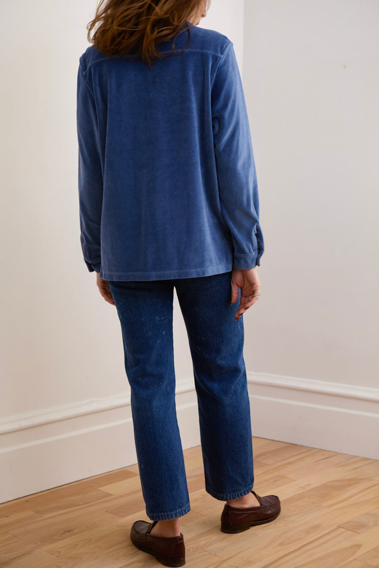 Blue Crushed Velvet Shirt
