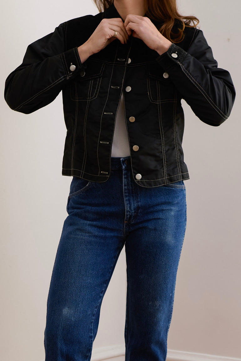 Black Suede & Nylon Jacket