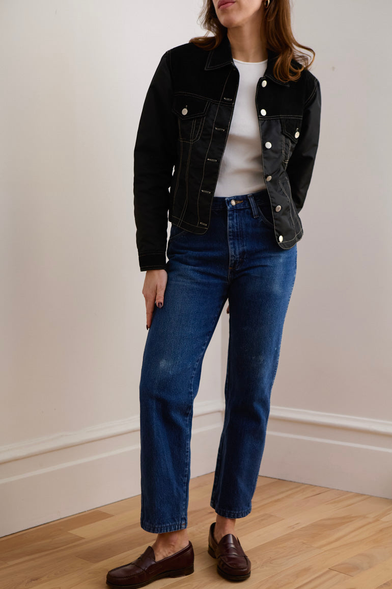Black Suede & Nylon Jacket