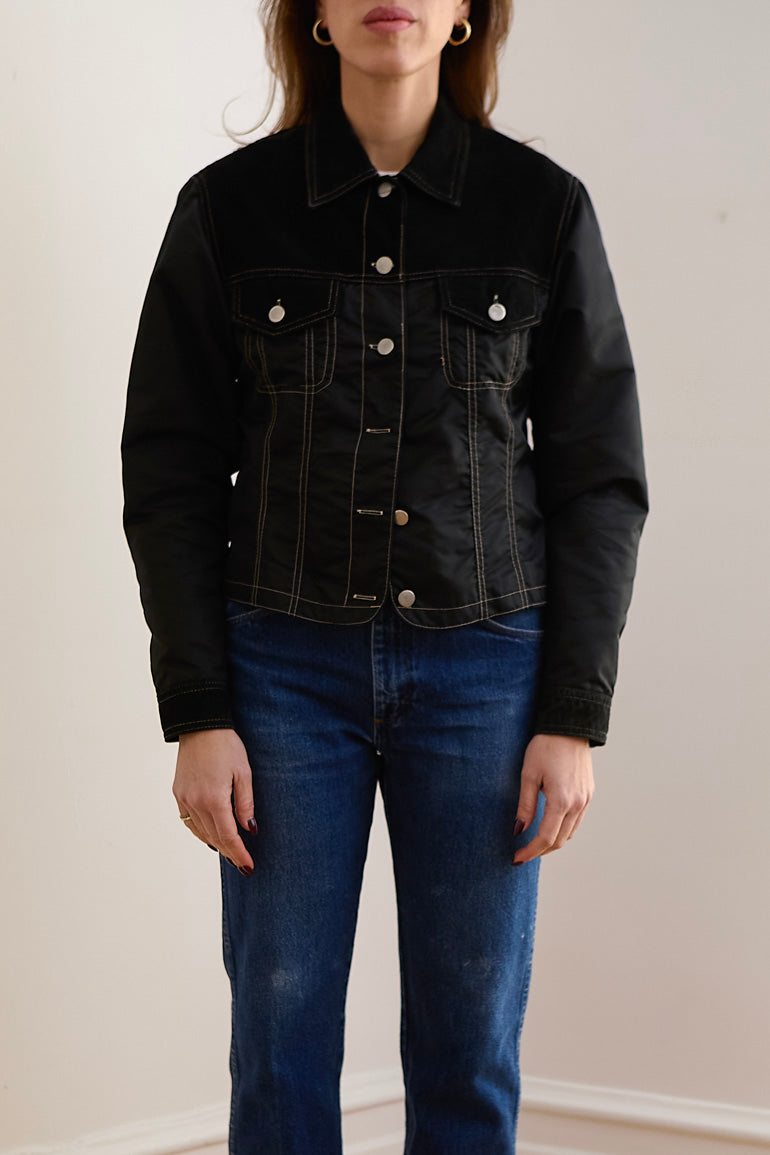 Black Suede & Nylon Jacket