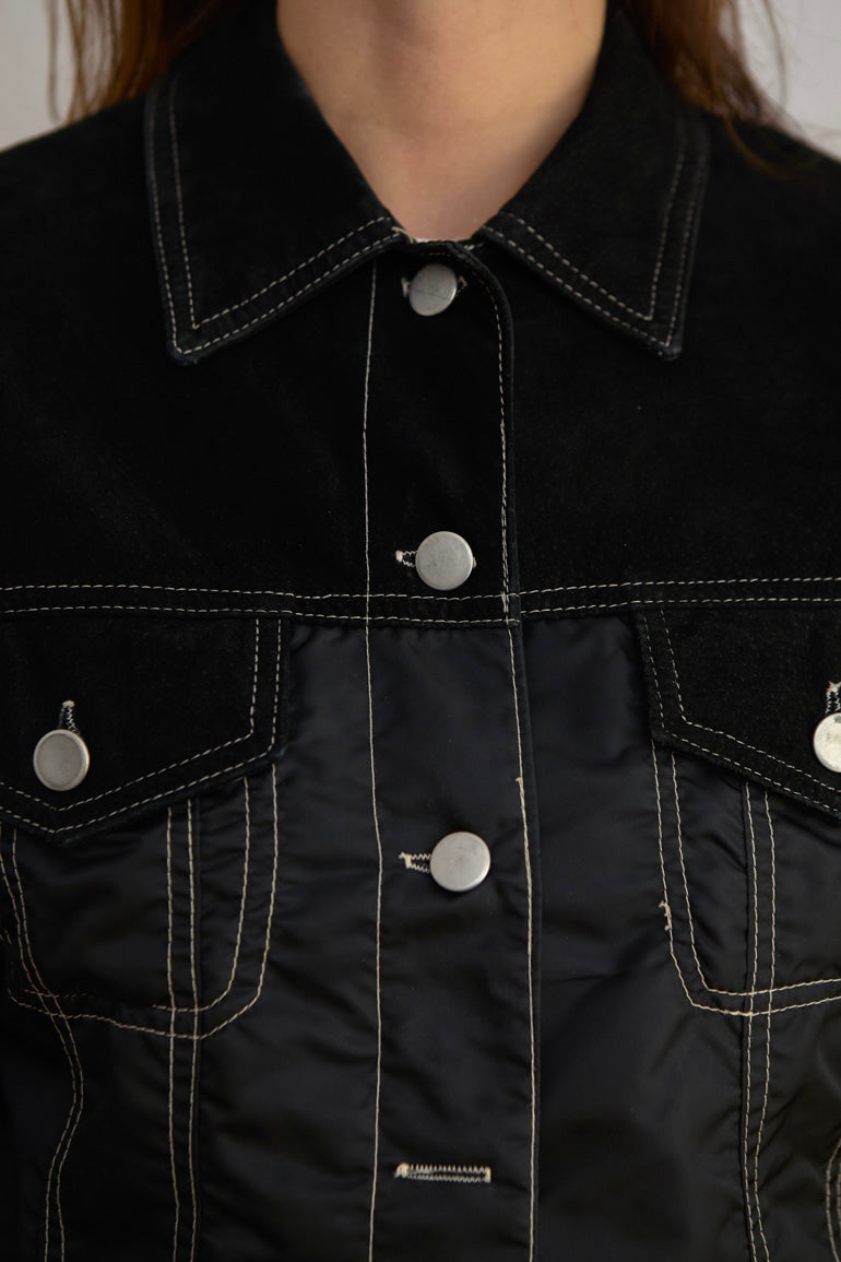Black Suede & Nylon Jacket