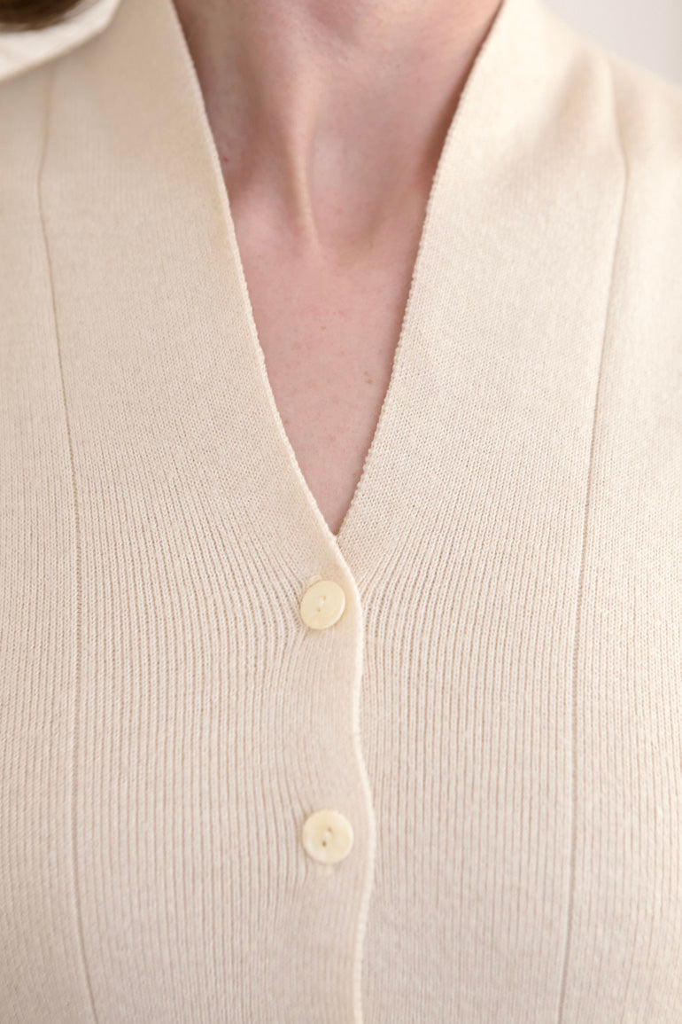 Cream Knit Button-Down Vest