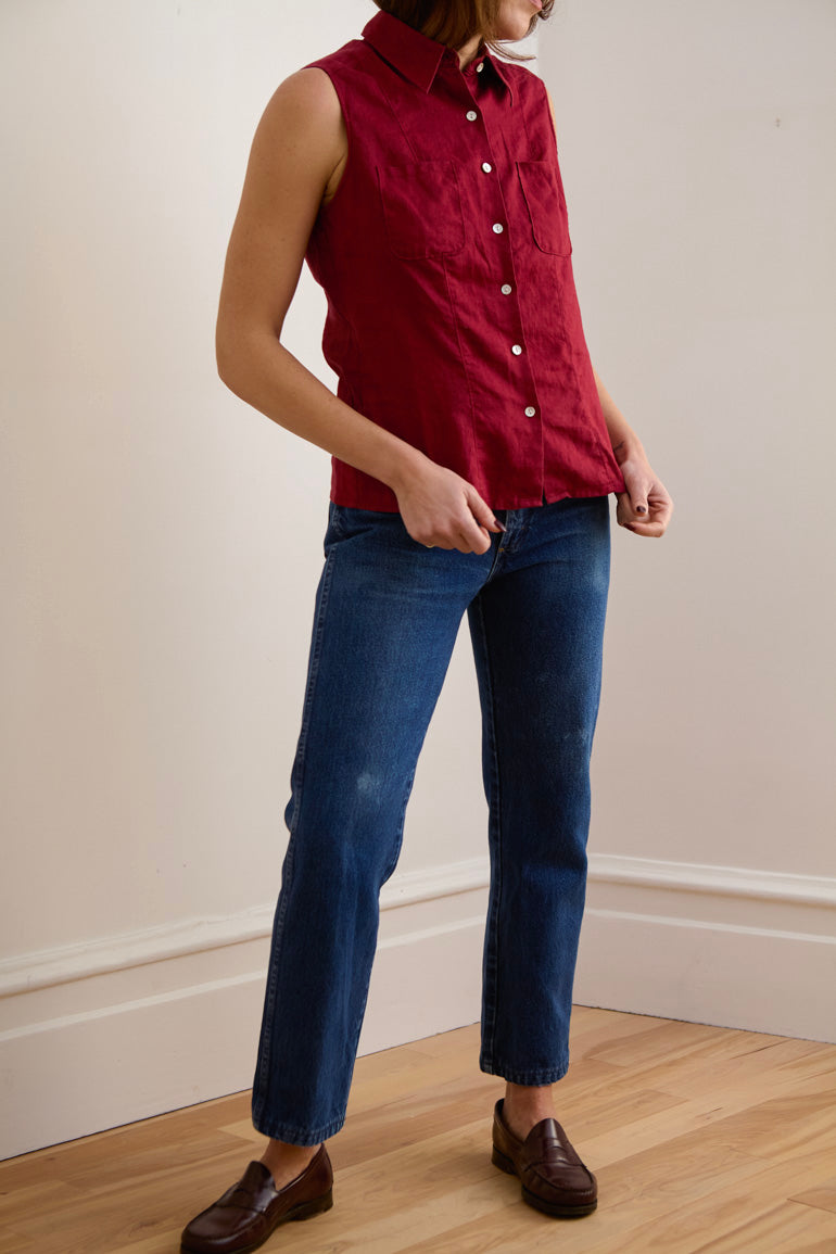 Classic Linen Sleeveless Shirt