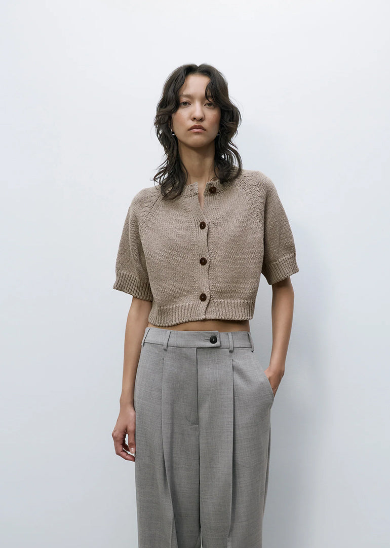 Cordera - Cotton Buttoned Top in Taupe