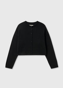 Cordera - Cotton Cropped  Cardigan in Black
