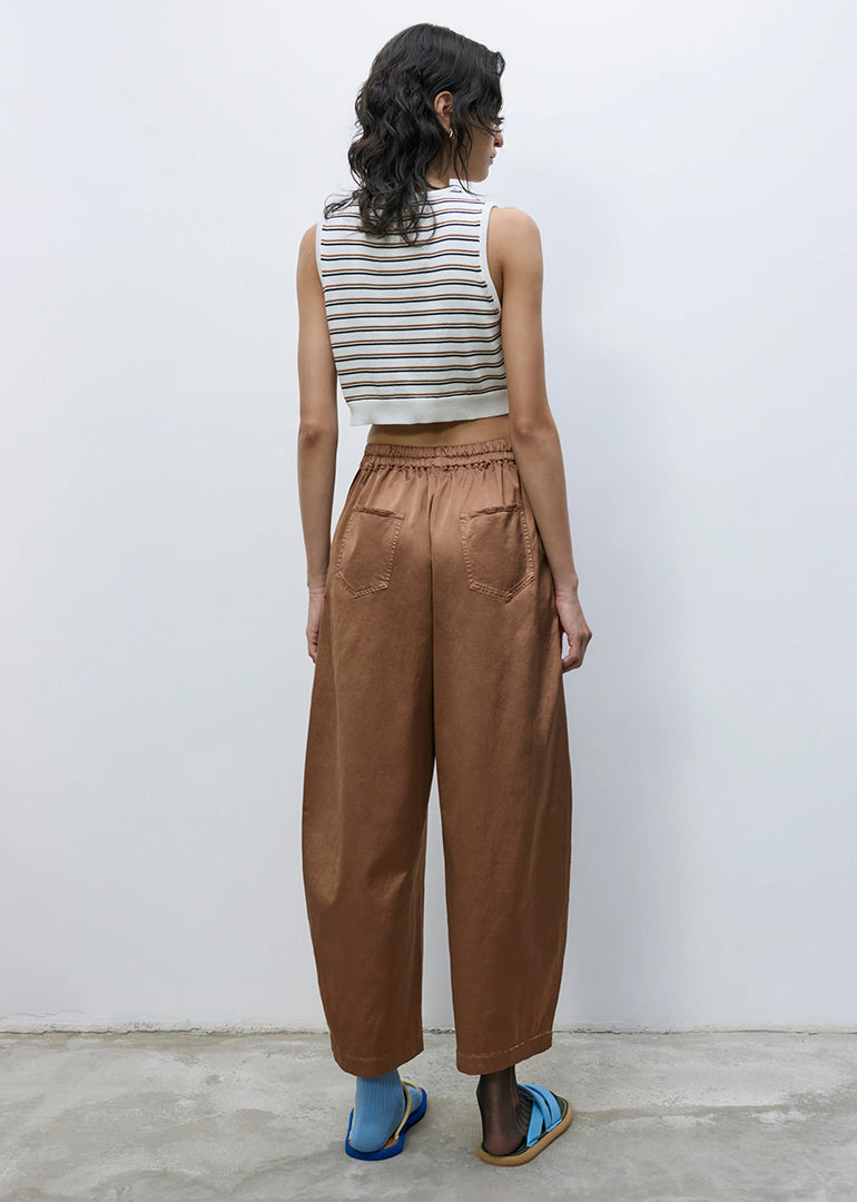 Cordera - Satin Curved Pants in Camel