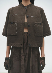 Cordera - Cotton Stitched Top in Brown
