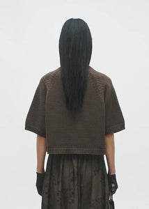 Cordera - Cotton Stitched Top in Brown