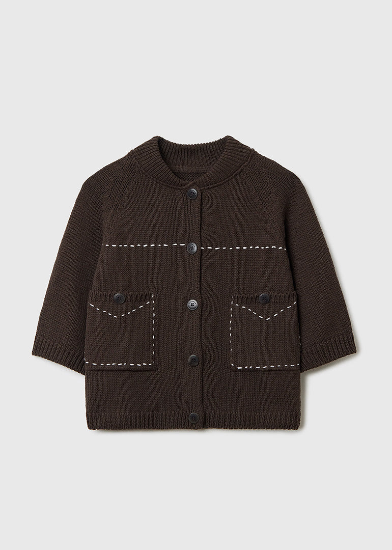 Cordera - Cotton Stitched Top in Brown