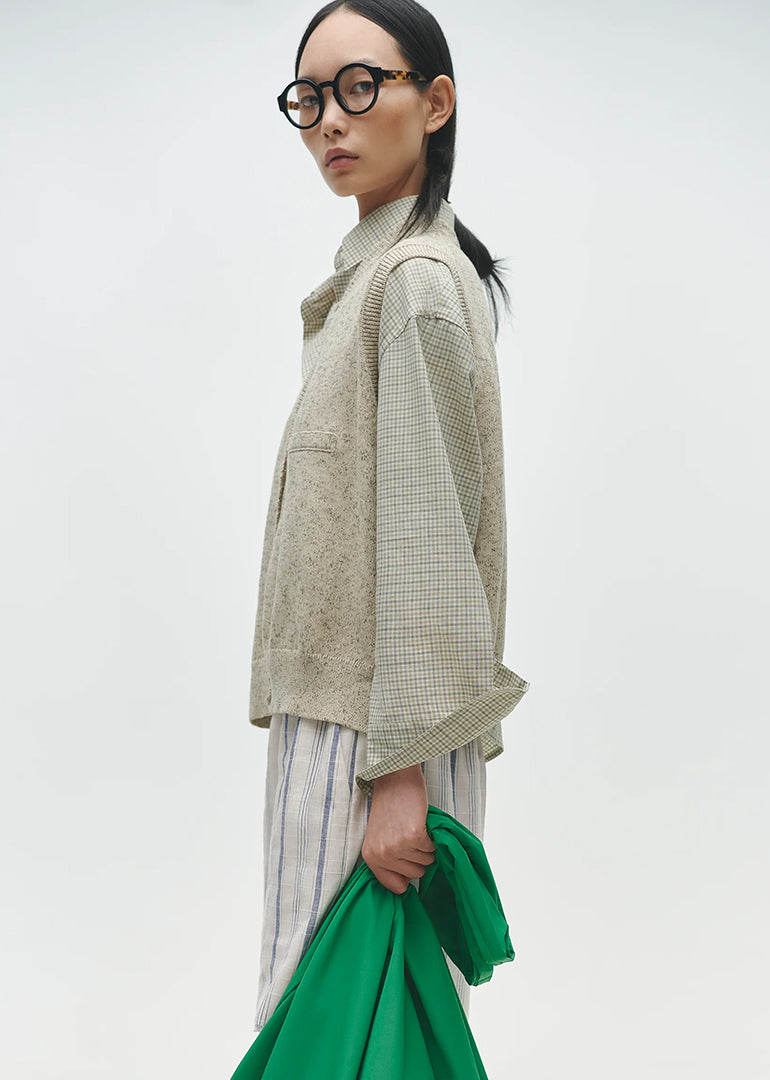 Cordera - Flecked Cotton Waistcoat in Natural