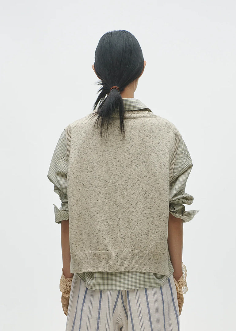 Cordera - Flecked Cotton Waistcoat in Natural