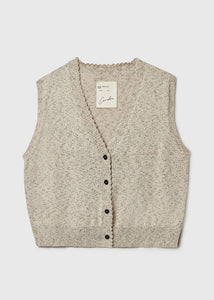 Cordera - Flecked Cotton Waistcoat in Natural