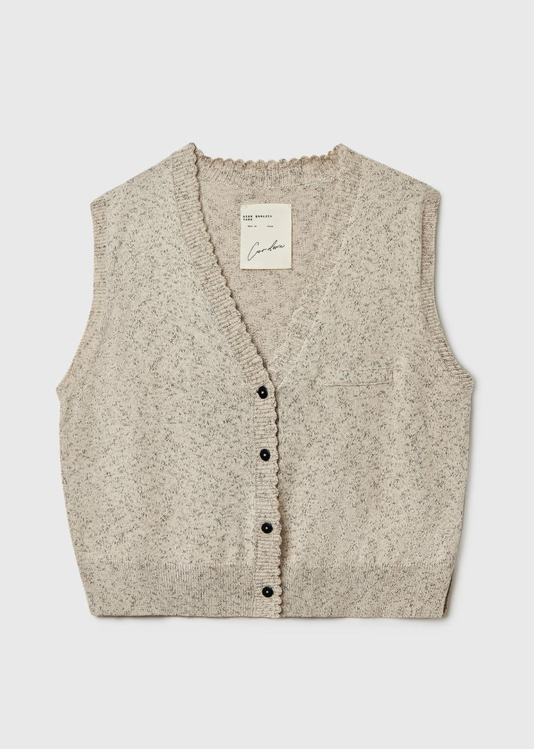 Cordera - Flecked Cotton Waistcoat in Natural