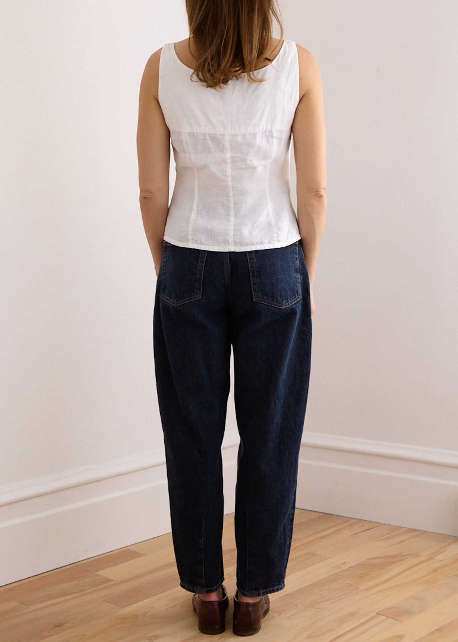 White Sleeveless Linen Top