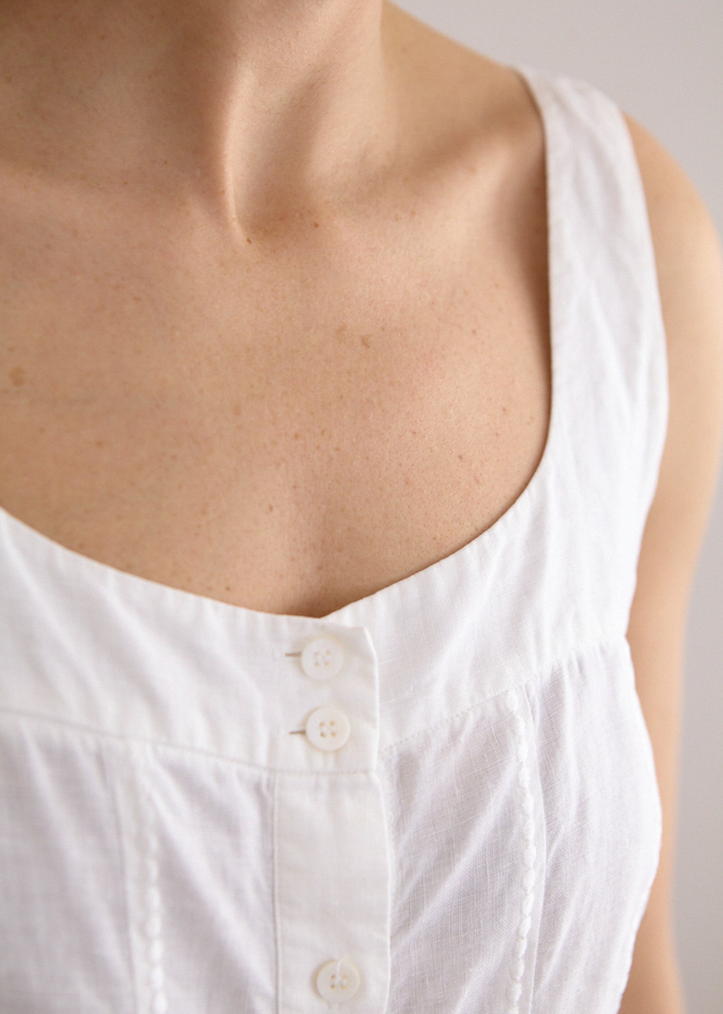 White Sleeveless Linen Top