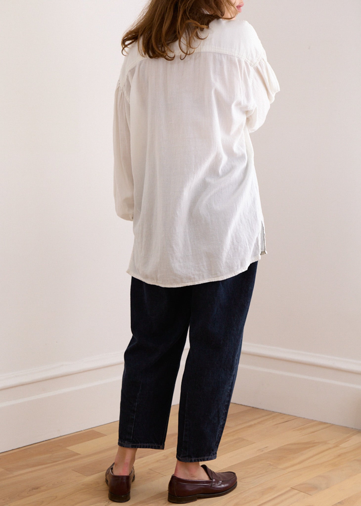 Vintage Off-White Cotton Long Sleeve Blouse