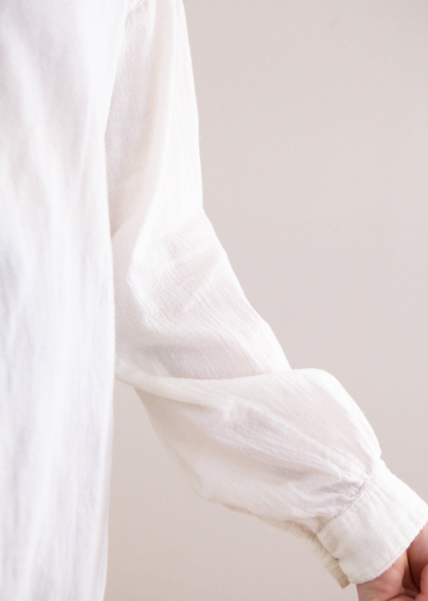 Vintage Off-White Cotton Long Sleeve Blouse
