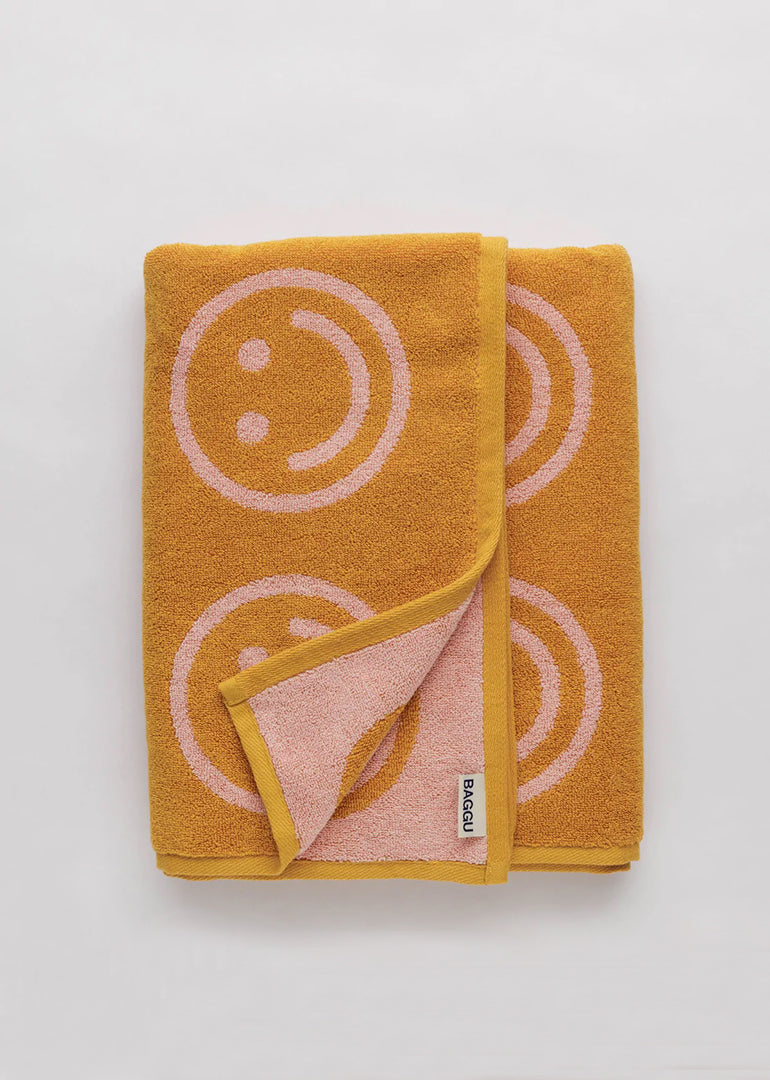 Baggu Bath Towel in Marigold Peach Happy