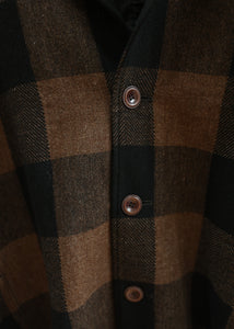 Ichi Antiquités - Orihimedaki Block Check Jacket in Brown x Black