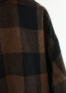 Ichi Antiquités - Orihimedaki Block Check Jacket in Brown x Black