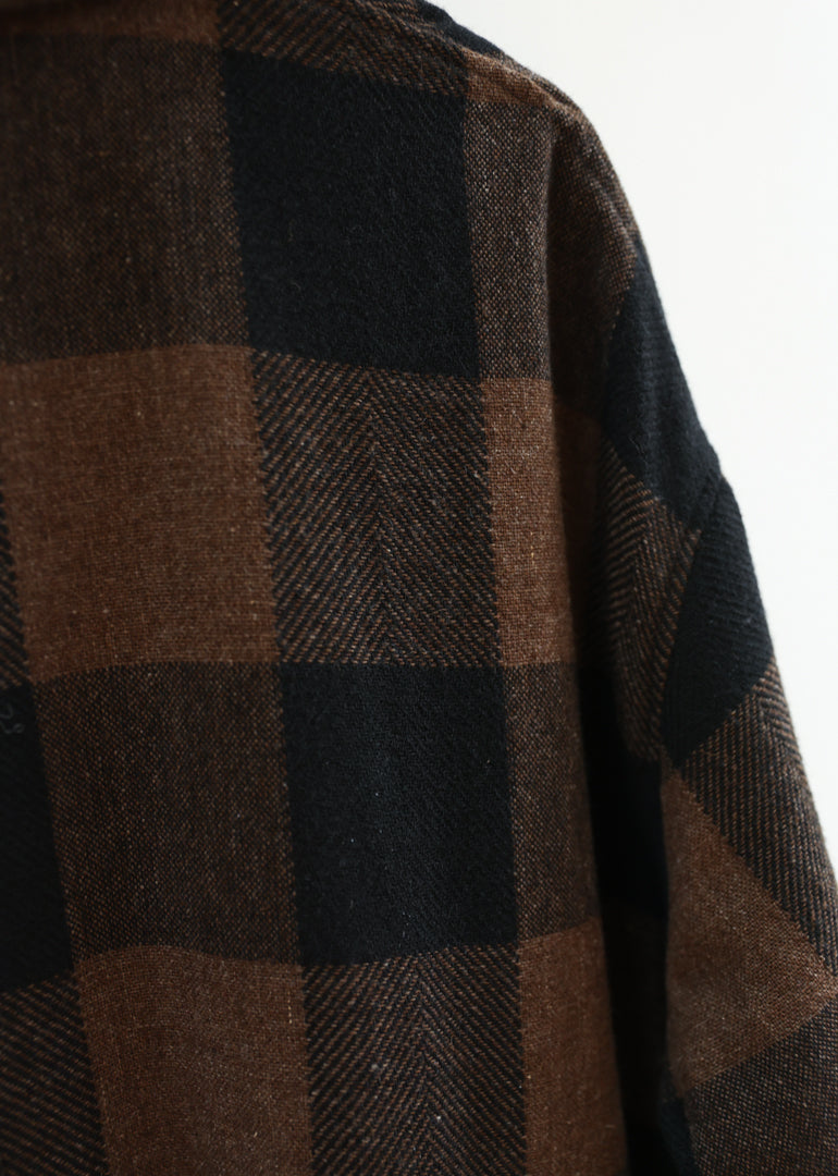 Ichi Antiquités - Orihimedaki Block Check Jacket in Brown x Black