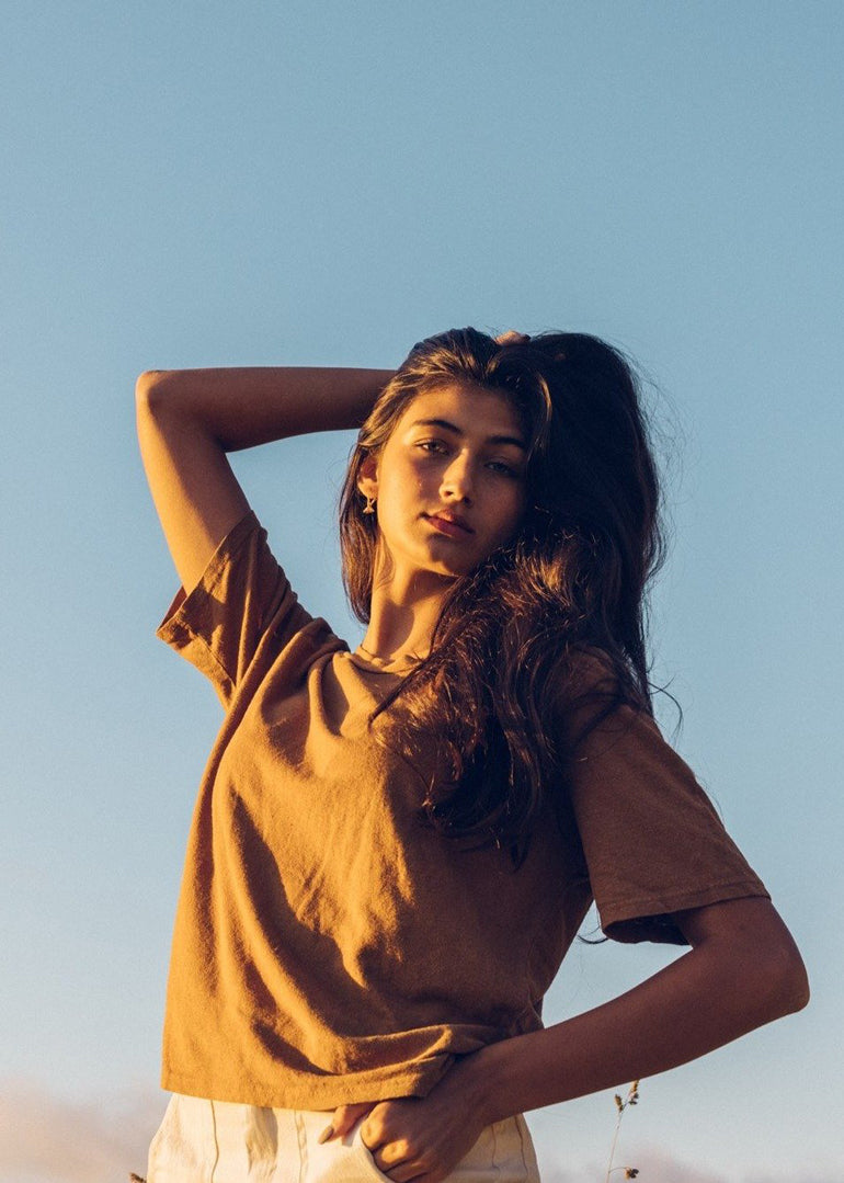 Jungmaven - Cropped Silverlake Tee in Copper