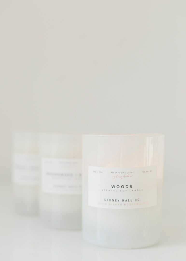 Sydney Hale Co. Candle in Woods, Woodsmoke + Amber, Coastal Juniper, Fir + Blue Sage, Tobacco + Sandalwood, Aloeswood or Shiso +Cedar